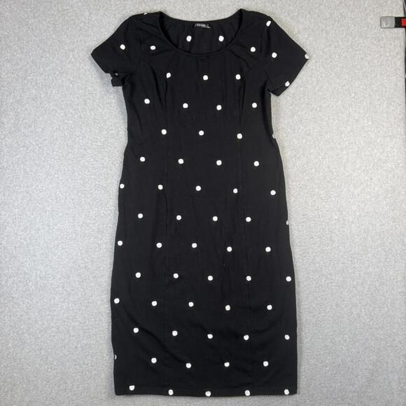eshakti Dresses & Skirts - eShakti Women's Size XL 18 Black White Print Short Sleeve A Line Midi Dress